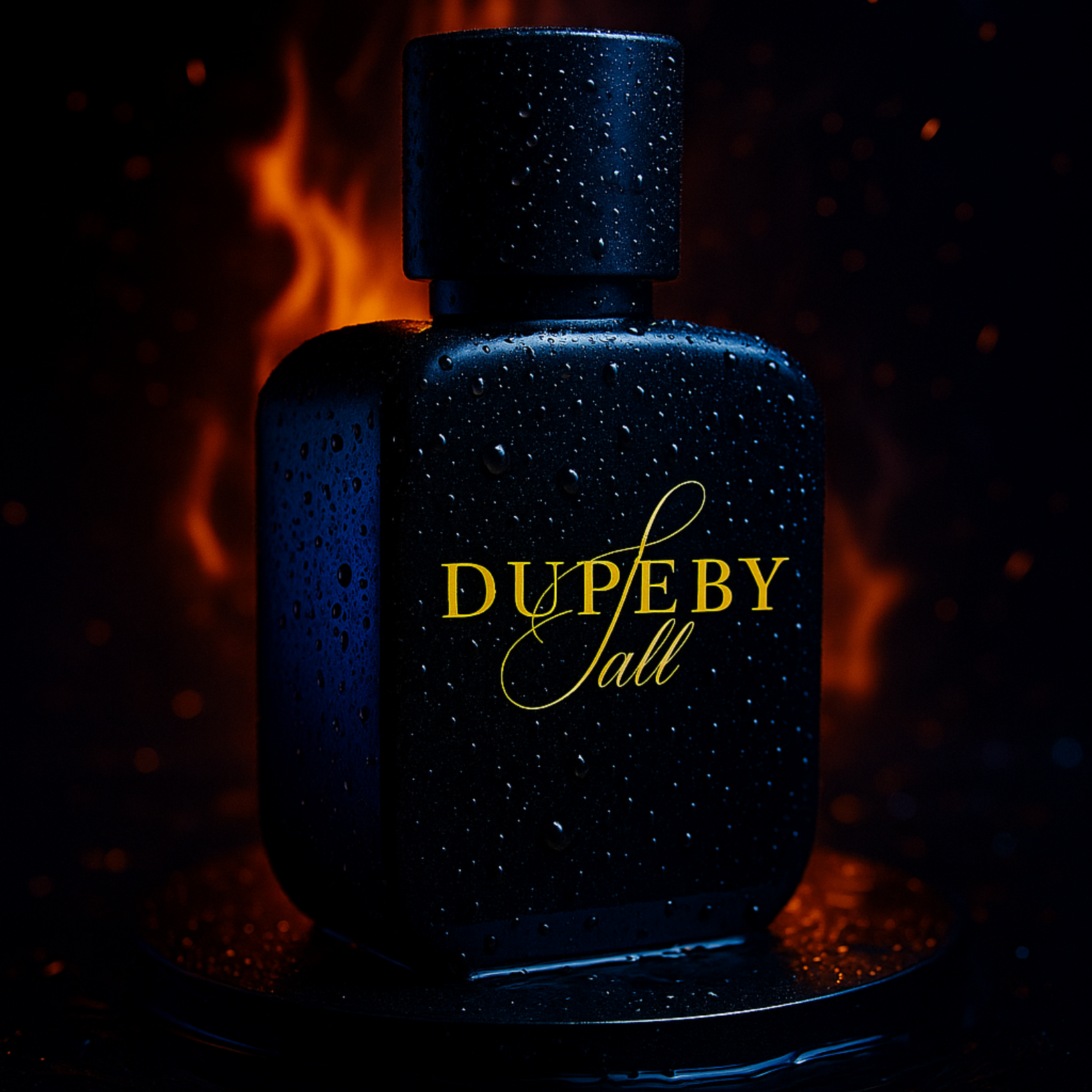 Crystal clear perfume bottle with gold spray nozzle on a white silk fabric background